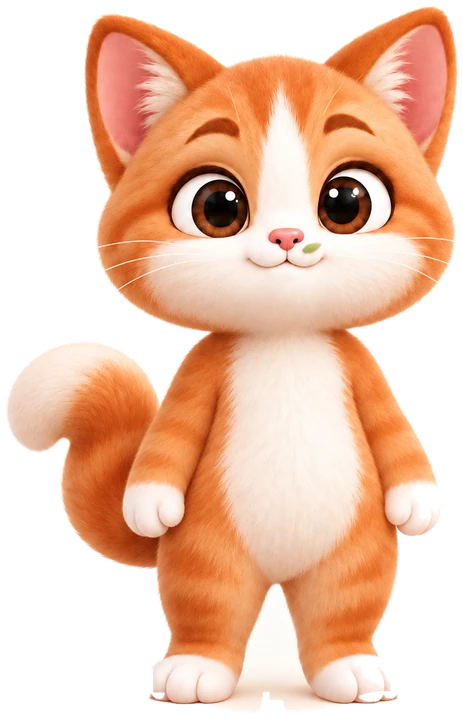 Pistache, a ginger kitten with a little green spot on his cheek
